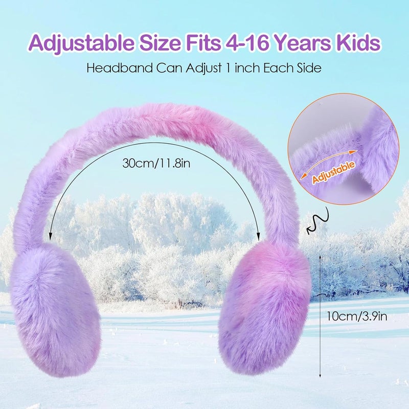 ACTLATI Kids Knit Unicorn Earmuffs and Gloves Set Girls Plush Ear Muffs Winter Outdoor Ear Warmers and Mittens Set - Image 2